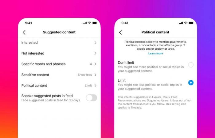 إنستاجرام تحد ظهور المحتوى السياسي